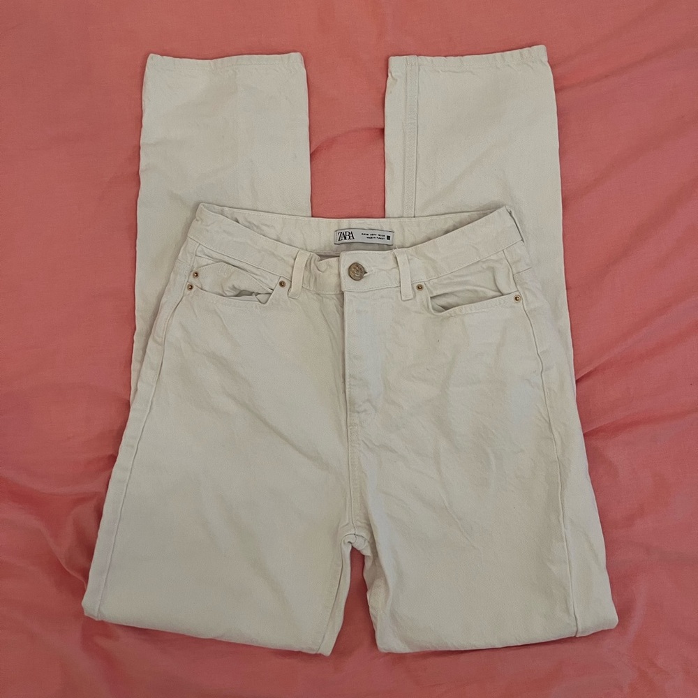 Zara high rise white jeans